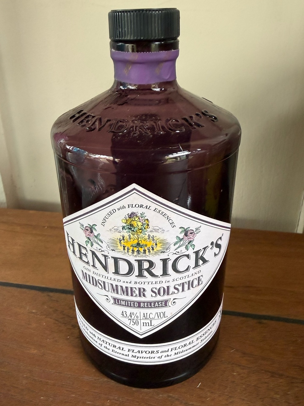 Purple Glass Bottle empty liquor  for crafts - twinkle fairy light bottle vase